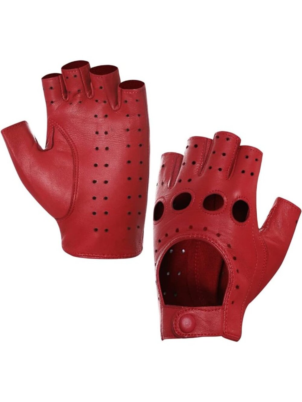 Stylish Women's Lambskin Leather Fingerless Gloves - Unlined Half Finger Driving